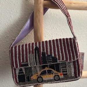 Beaded Cityscape Shoulder Bag